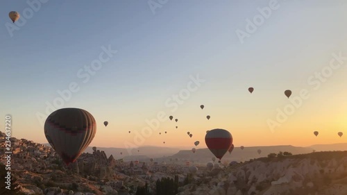 Hot air balloons in Cappadocia at sunrise