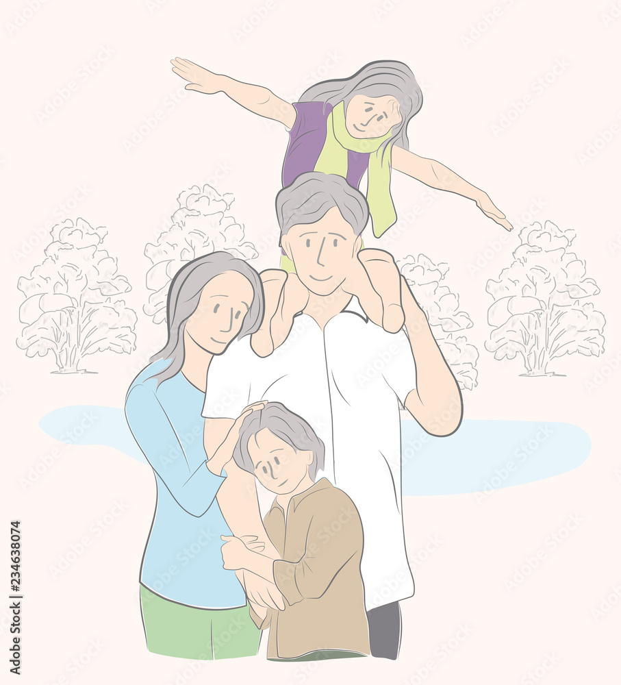 happy family on vacation. family day. parents with children. vector illustration. happy family on vacation. family day. parents with children. vector illustration.