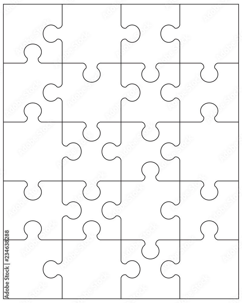 Illustration of separate parts of white puzzle Illustration of separate parts of white puzzle