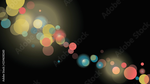 vector, black background with colored, bright circles
