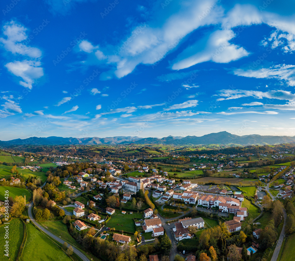 Sare, France in Basque Country on Spanish-French border, Aerial view