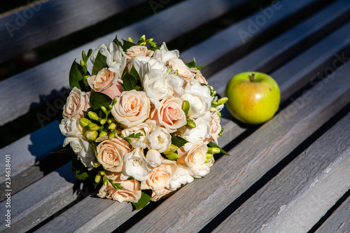 Wedding bouquet on a table