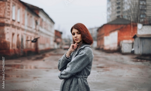 Portrait of beautiful girl outside © Maksym