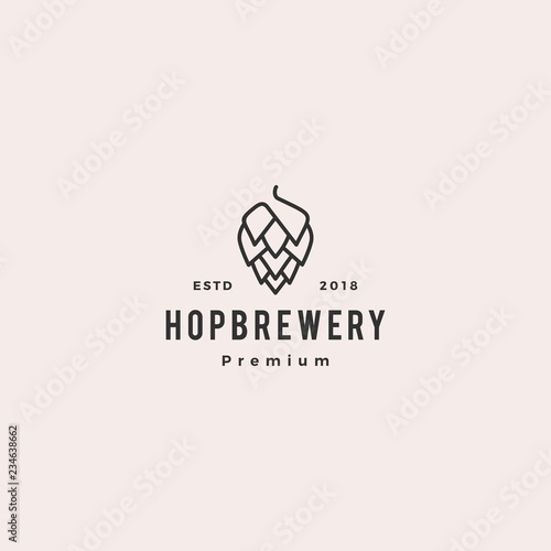 hop brew brewery logo vector hipster retro vintage label illustration