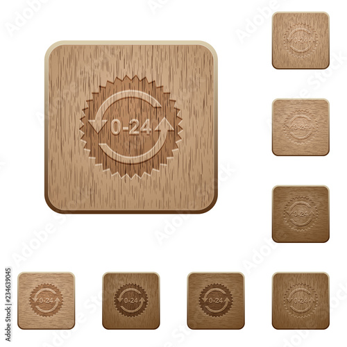 24 hours sticker with arrows wooden buttons