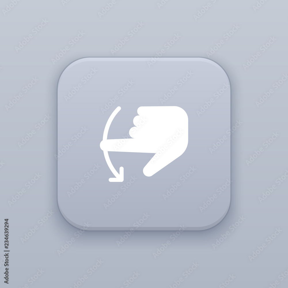 Hand swipe up gray vector button with white icon Hand swipe up gray vector button with white icon
