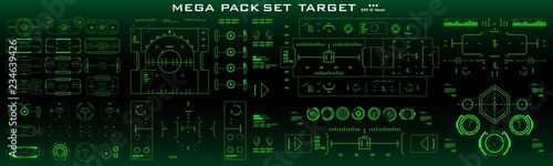 Mega pack set target. HUD futuristic green user interface. Futuristic virtual graphic touch user interface.