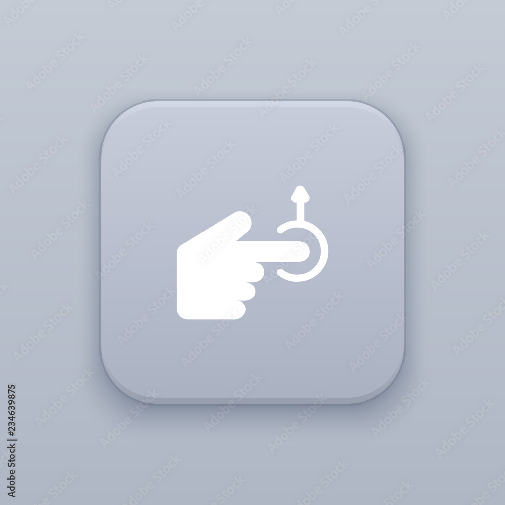 Gesture flipping up gray vector button with white icon Gesture flipping up gray vector button with white icon
