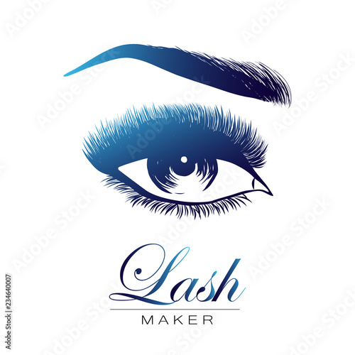 Lady stylish eye and brows with full lashes