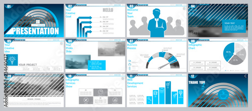 blue, gray, elements of presentation templates, white background. Slide set. Vector infographic. Business presentations, corporate reporting, marketing, advertising, annual report, leaflets,banners