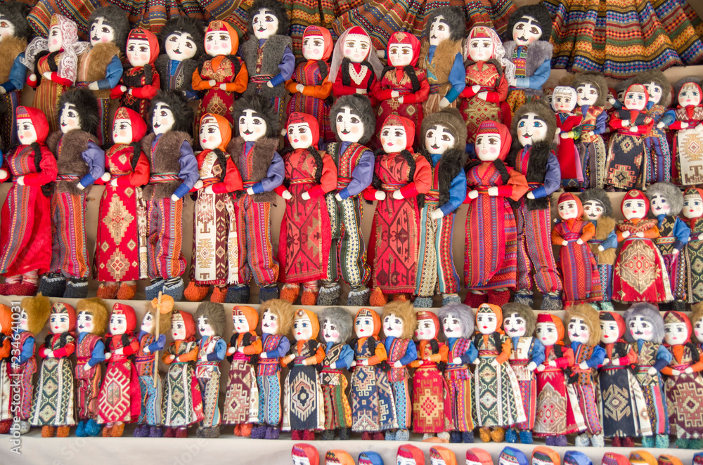 Colorful armenian dolls in national costumes Colorful armenian dolls in national costumes