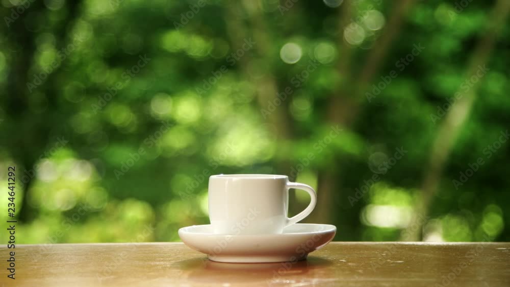 Cup of hot tea at window side abstract blur background. Cup of hot tea at window side abstract blur background.