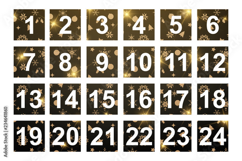 Adventskalender klassisch - gold funkelnd