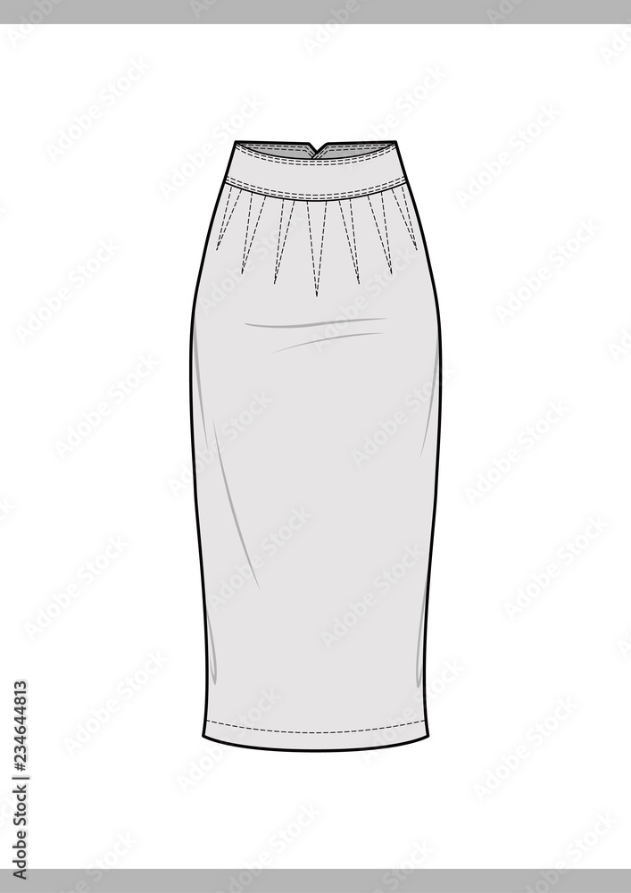 SKIRT Fashion technical drawings vector template Stock Vector | Adobe Stock