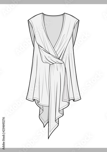 WOVEN TOP Fashion technical drawings vector template