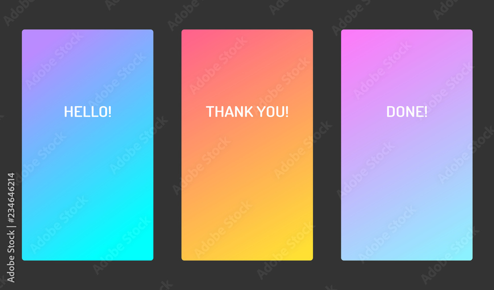 Vector pastel soft color ui design mobile app screen. Bright gradient. For applications, banners and landing pages