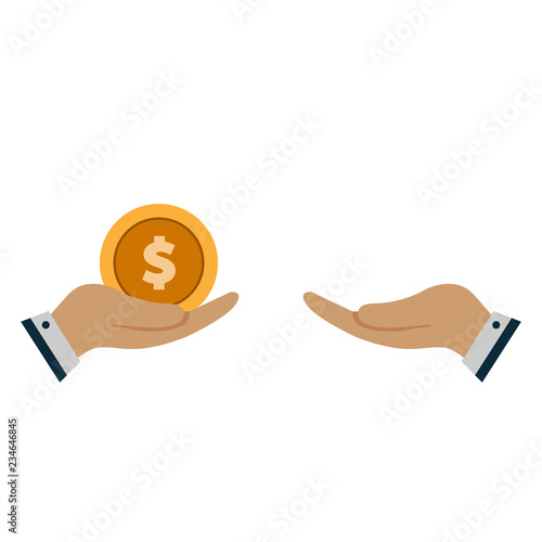 Vector cartoon of Hand, giving money to other hand