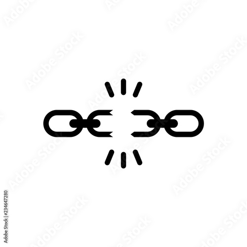 broken, torn chain. The concept of failure. Vector flat illustration.