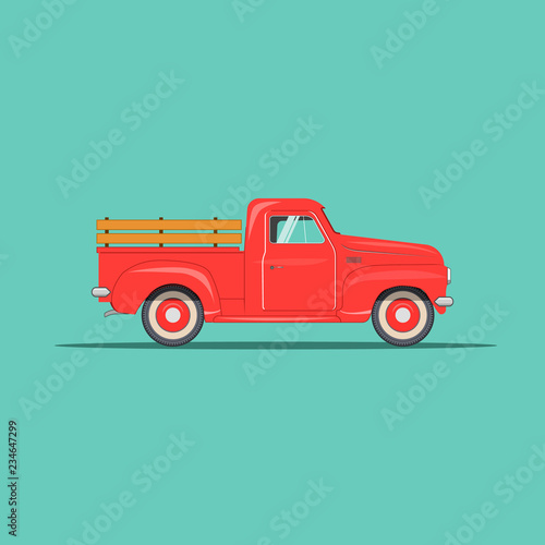 old modern beautiful american pickup. vector sign