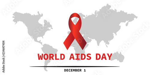 World AIDS day illustration, abstract globe with a red ribbon