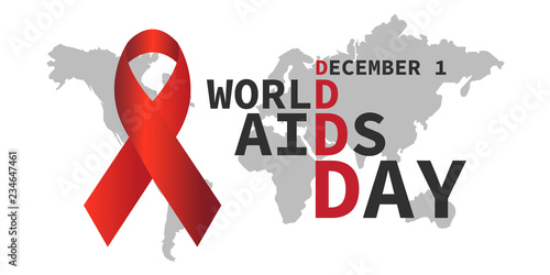 World AIDS day illustration, abstract globe with a red ribbon