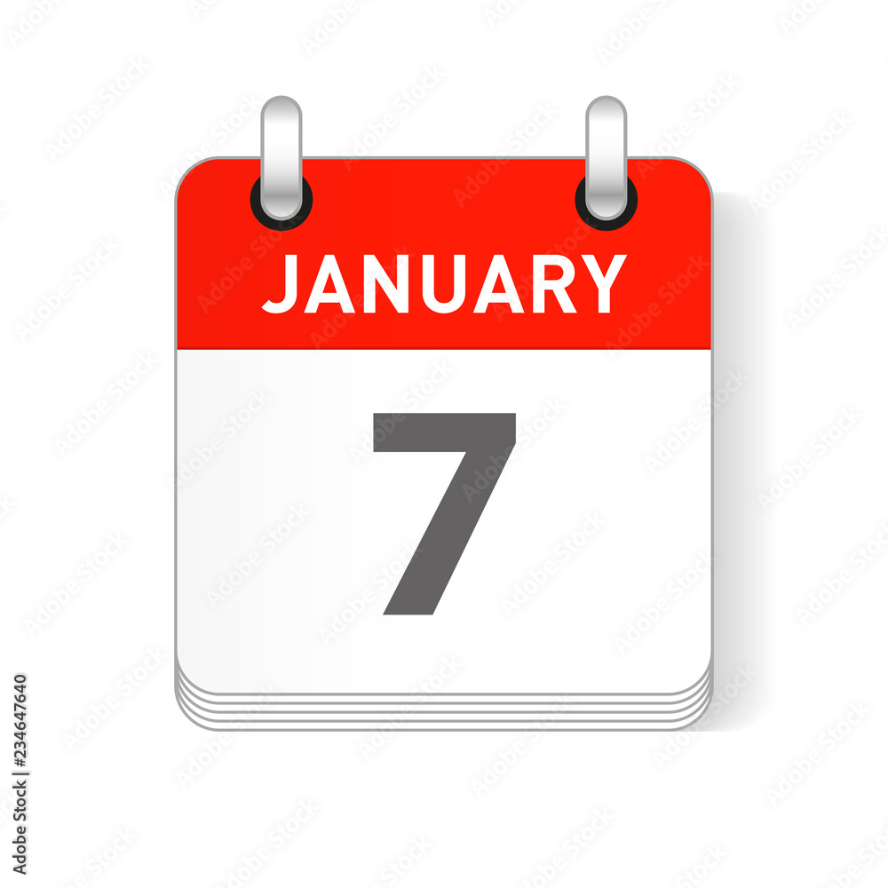 January 7 Calendar Date Design Stock Vector Adobe Stock