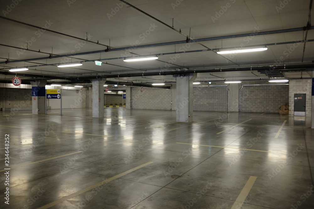 empty parking and covered shopping center empty parking and covered shopping center