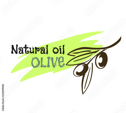 Olive oil bottle and product label templates. Vector icons of green olives branch and extra virgin natural organic oil for farm store or market, cooking and cosmetic or pharmaceutical industry.