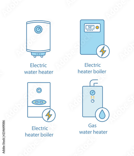 Heating color icons set