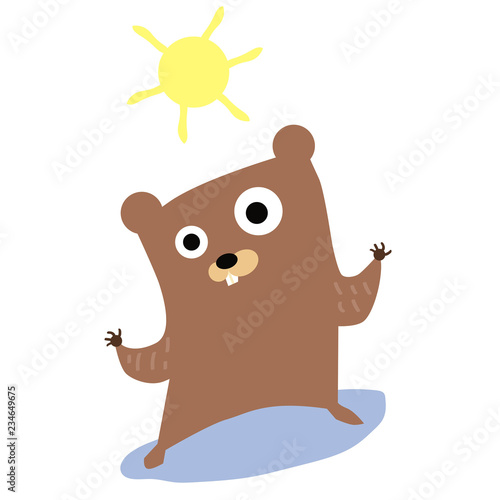 Marmot  with sun on white background