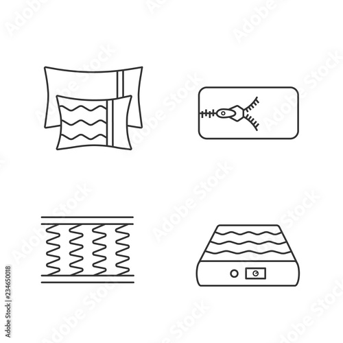Orthopedic mattress linear icons set