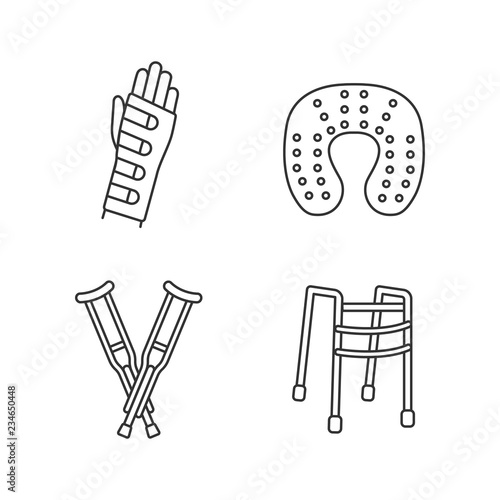 Trauma treatment linear icons set