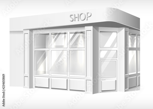 Vector store front exterior mockup realistic white