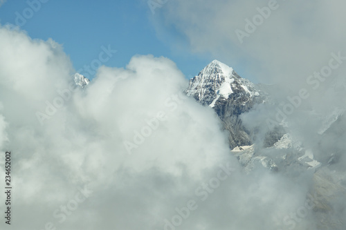 Majestic Monch peak in Swiss Alps