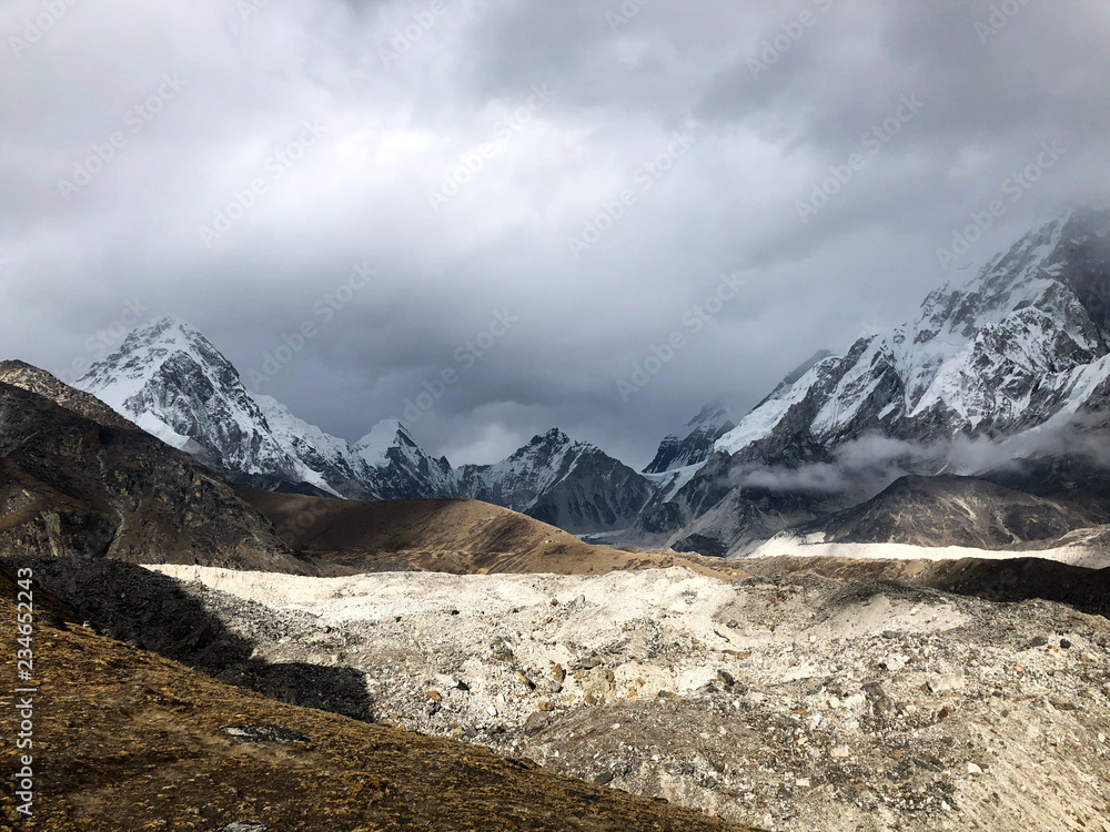 Man resting and watching the mountains meditation 