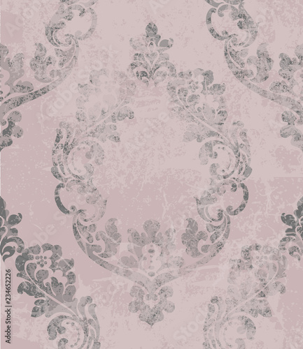 Vintage Baroque ornamented background Vector. Victorian Royal texture. Flower...