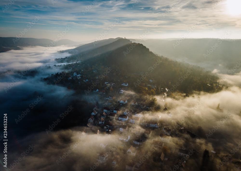 Jena Nebel Luftaufnahme Jena Nebel Luftaufnahme