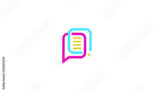 paper chat pencil logo icon vector