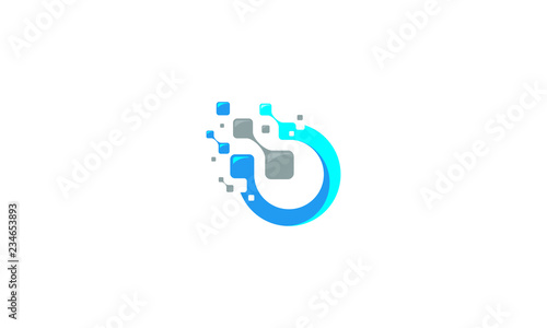 initial O digital technology logo icon vector