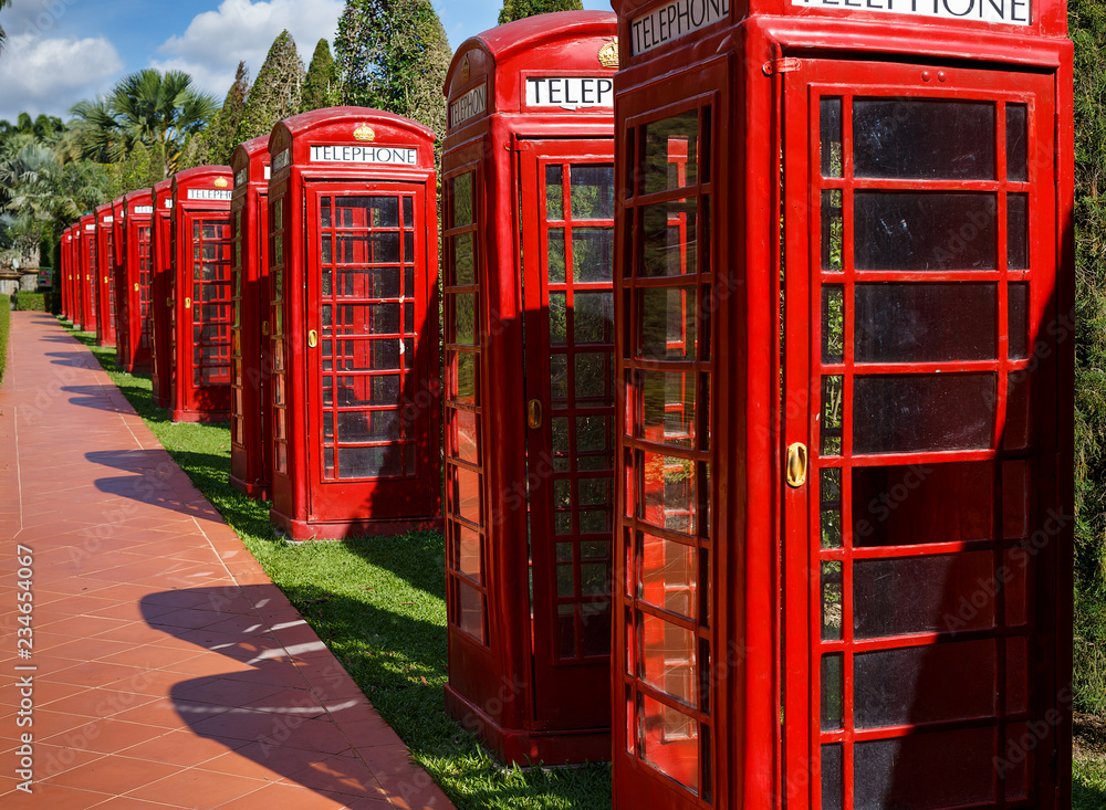 English phone booths in the national park of thailand English phone booths in the national park of thailand