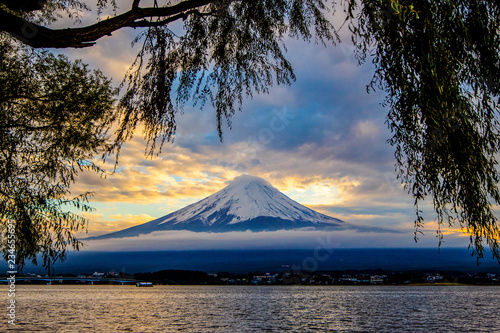 Mt.Fuji with Kawaguchiko lake viewpoint background