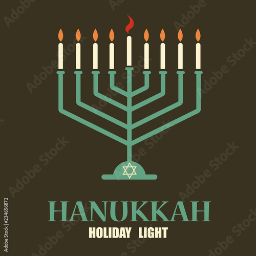 Hanukkah candles with menorah and david star. Festive background