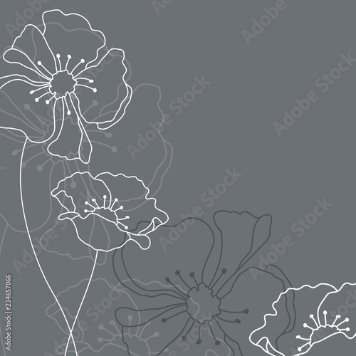 Mourning Card Grey Flowers