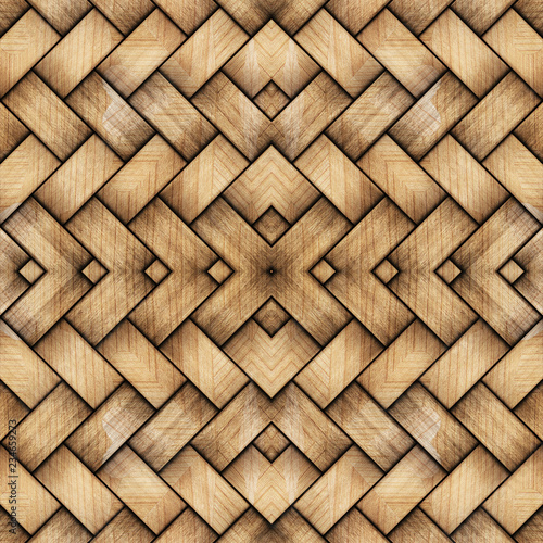 Weaved wood background, 3d illustration.