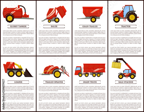 Slurry Tanker Baler Posters Vector Illustration