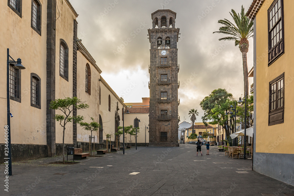 The square and Church of the Conception. It is one of the most important squares in the city of San Cristobal de La Laguna on the island of Tenerife (Canary Islands, Spain).