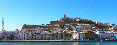 Ibiza  Balearic Islands   Spain - April 2013  skyline of Ibiza town as seen from the port