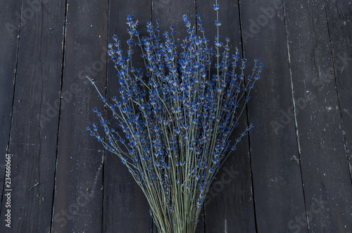 Fototapeta Naklejka Na Ścianę i Meble -  Bouquet of blue lavender on wooden background