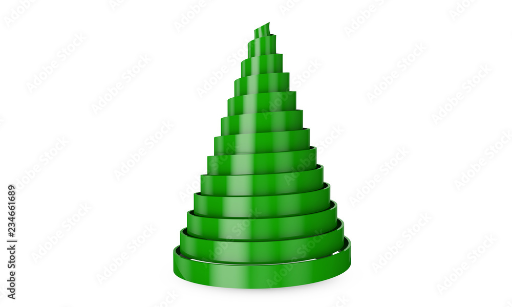 Christmas tree from ribbons isolated on white background 3d render