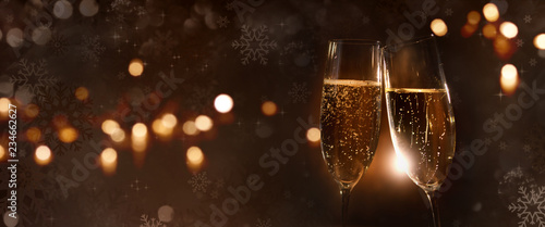 Champagne with christmas background